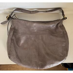 HOBO Leather Large Serra Gray Shoulder Bag with Small Ink Stain Purse